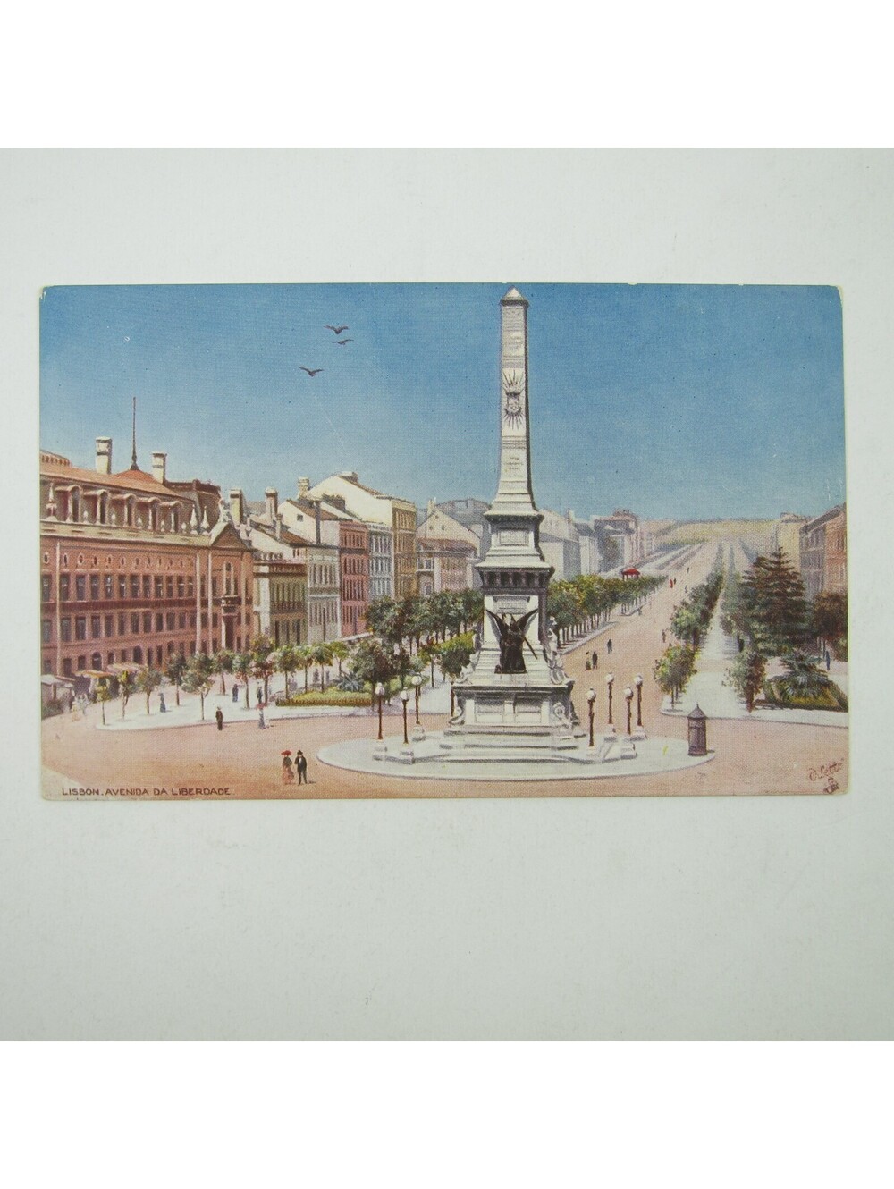 Postcard Lisbon Portugal Liberty Avenue Raphael Tuck Oilette Antique Unposted